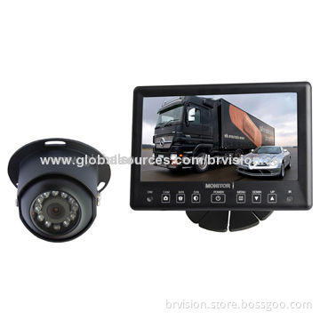 7.0-inch Quad Rearview Systems w/LCD Waterproof Monitor and Dome Camera for Side Loaders, Compactor